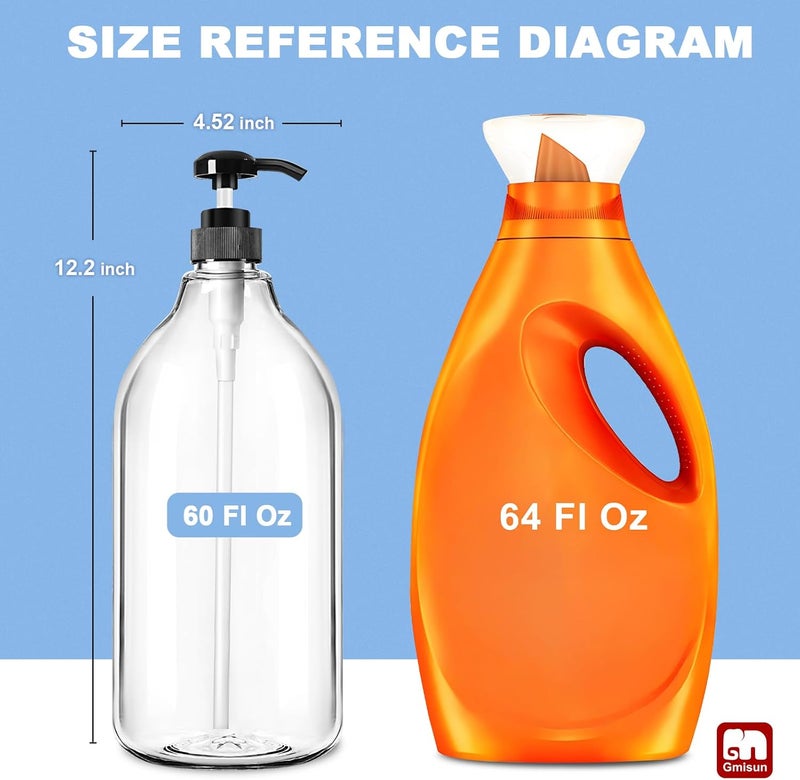 Gmisun Laundry Detergent Soap Dispenser, Liquid Laundry Detergent Dispenser, Container for Farmhouse Laundry Room Decor, Organizer for Liquid DetergentSoftenerBleach Storage Bottle(64 Oz Set of 3) - Image 2